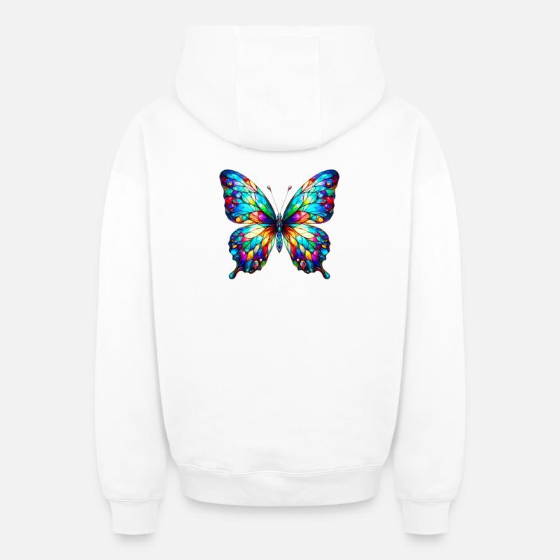 Papillon - Sweat à capuche unisexe zippé oversize épais SPREAD - blanc