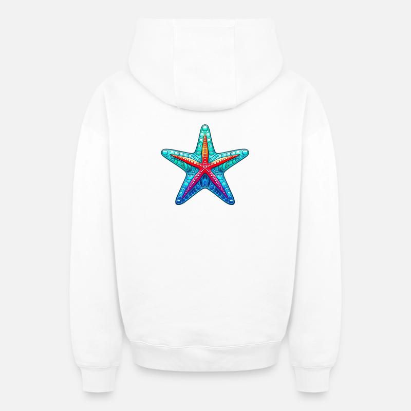 Étoile de mer - Sweat à capuche unisexe zippé oversize épais SPREAD - blanc