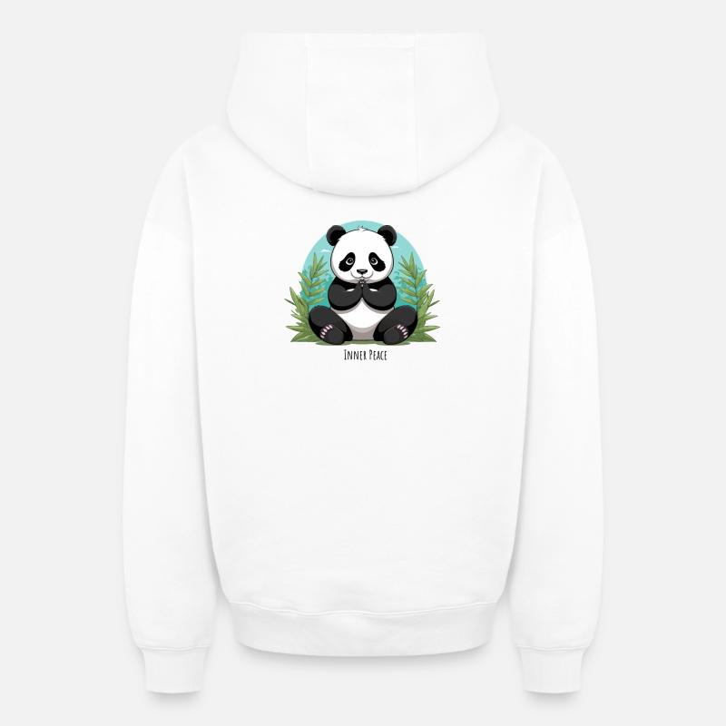Inner Peace – Meditierender Panda - Oversized Heavyweight Unisex Zip Hoodie - Weiß