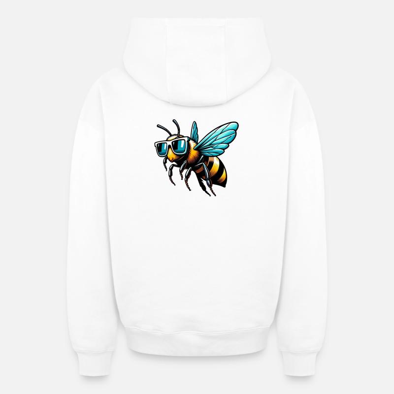 Abeille - Sweat à capuche unisexe zippé oversize épais SPREAD - blanc