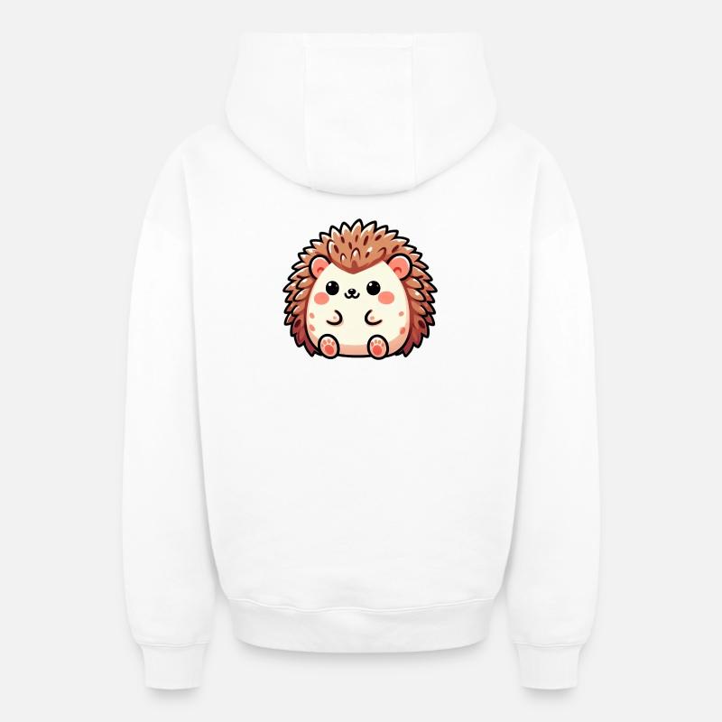 Hérisson - Sweat à capuche unisexe zippé oversize épais SPREAD - blanc