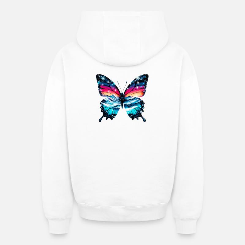 Papillon - Sweat à capuche unisexe zippé oversize épais SPREAD - blanc