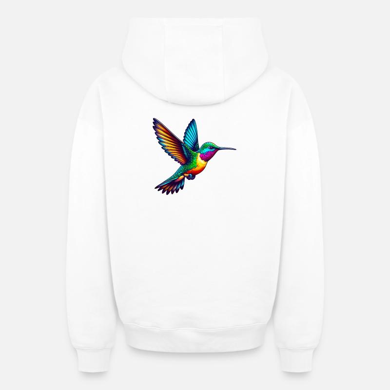 Colibri - Sweat à capuche unisexe zippé oversize épais SPREAD - blanc