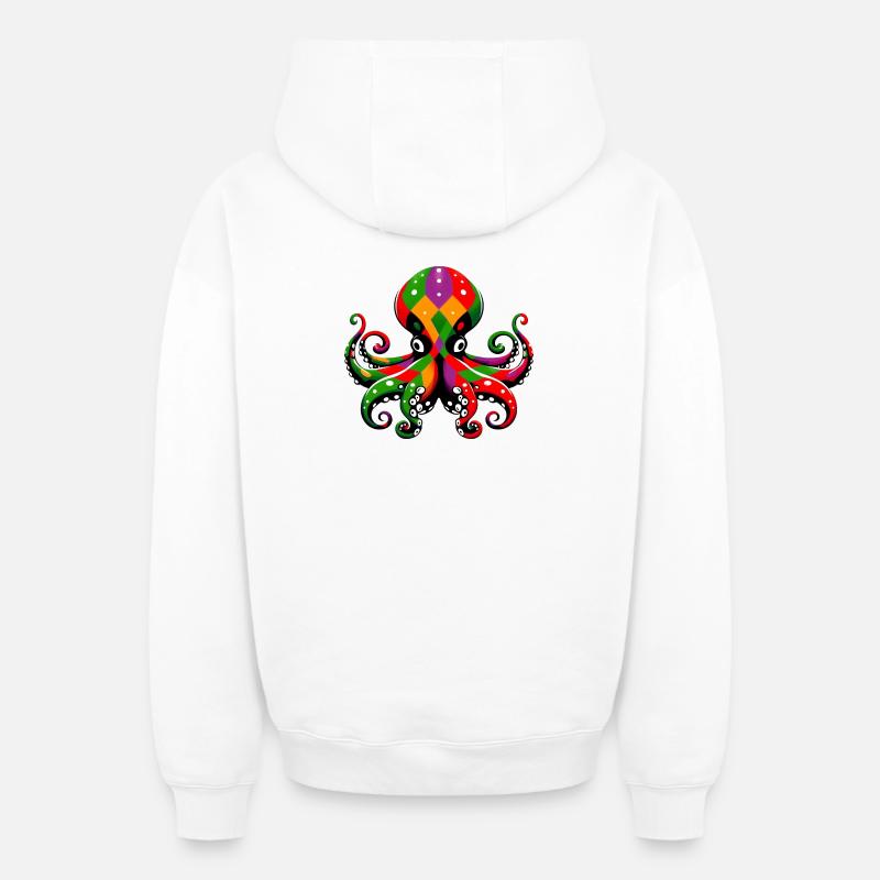 Pieuvre - Sweat à capuche unisexe zippé oversize épais SPREAD - blanc