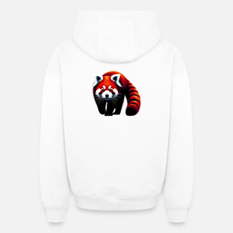 Panda roux - Sweat à capuche unisexe zippé oversize épais SPREAD - blanc