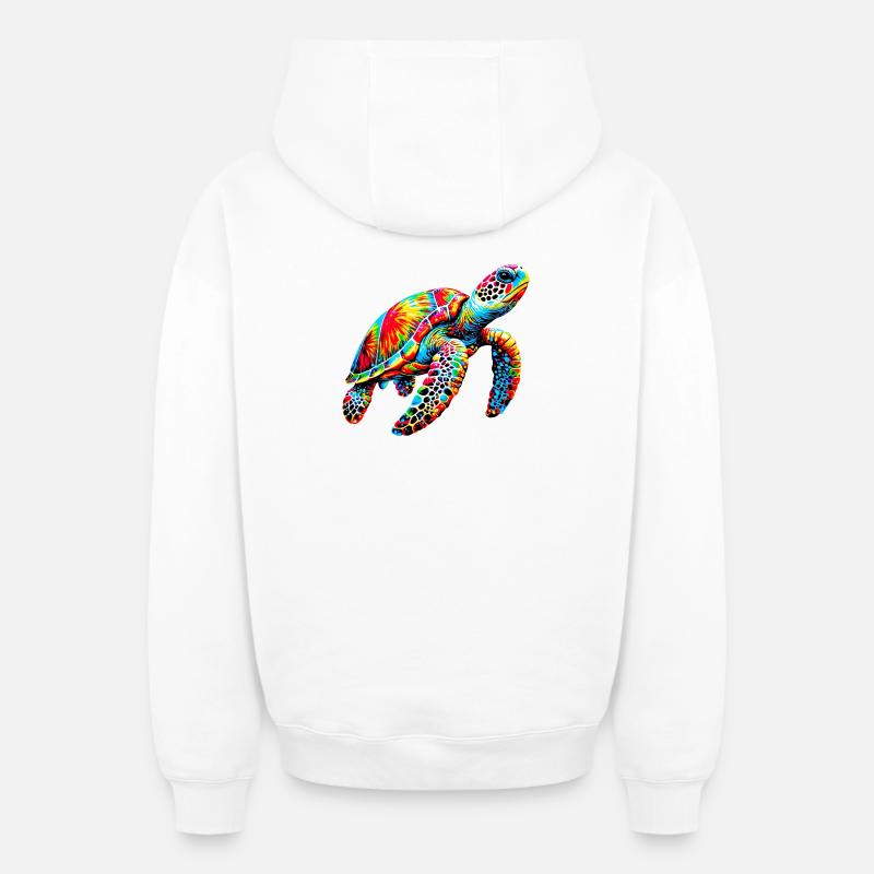 Tortue - Sweat à capuche unisexe zippé oversize épais SPREAD - blanc