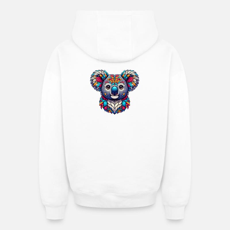 Koala - Sweat à capuche unisexe zippé oversize épais SPREAD - blanc