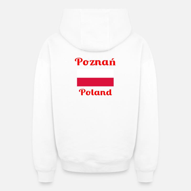 Poznan, Pologne - Imprimés élégants - Sweat à capuche unisexe zippé oversize épais SPREAD - blanc