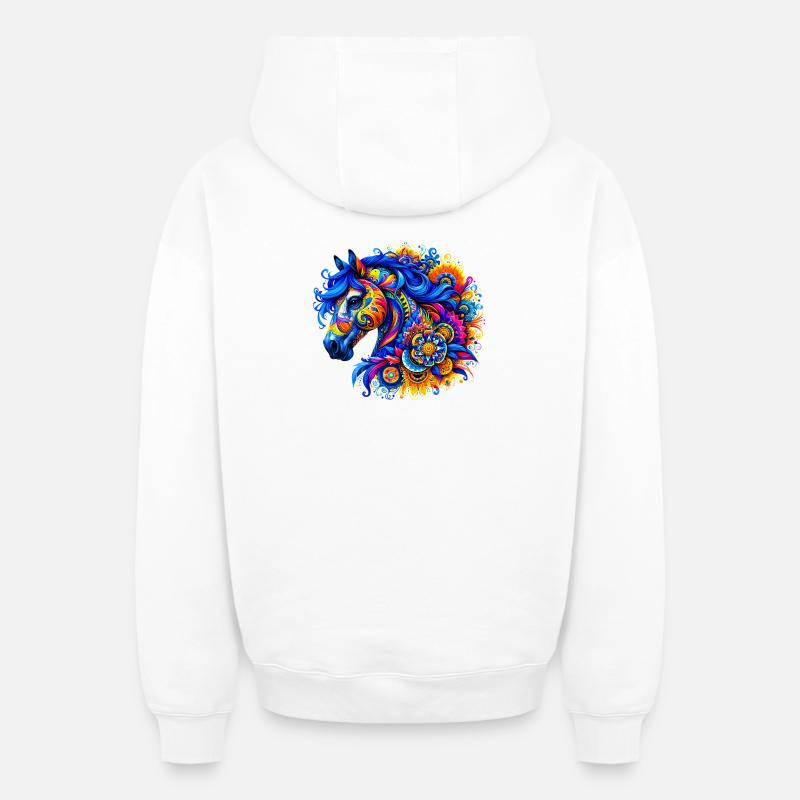 Cheval - Sweat à capuche unisexe zippé oversize épais SPREAD - blanc