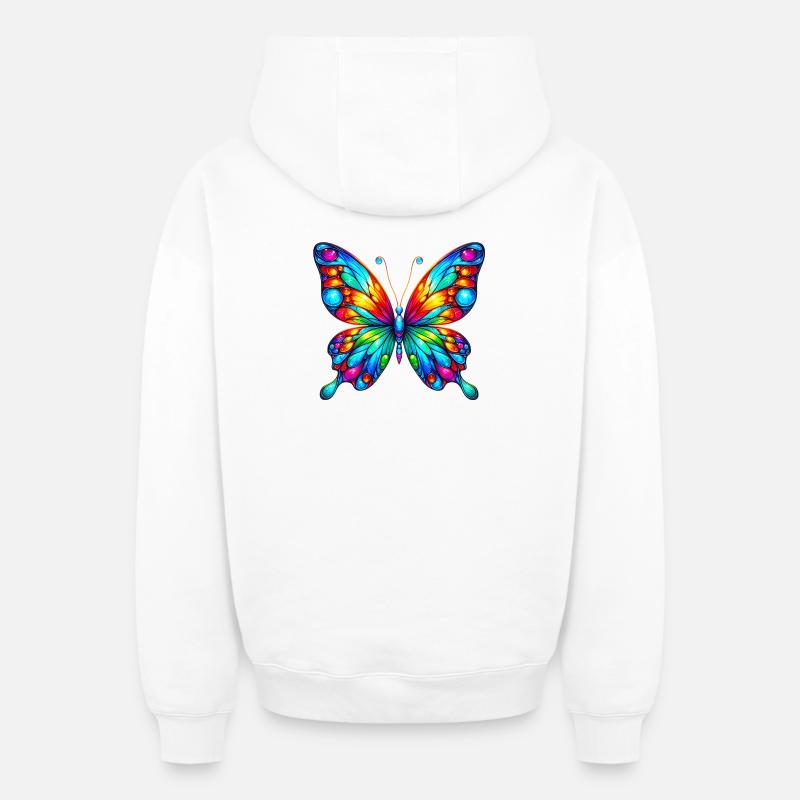 Papillon - Sweat à capuche unisexe zippé oversize épais SPREAD - blanc