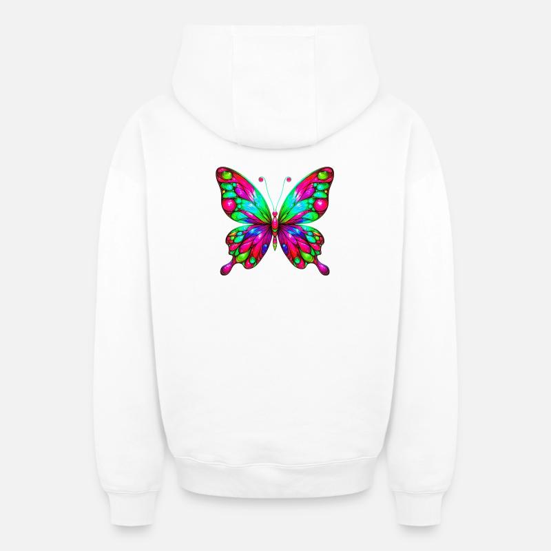 Papillon - Sweat à capuche unisexe zippé oversize épais SPREAD - blanc