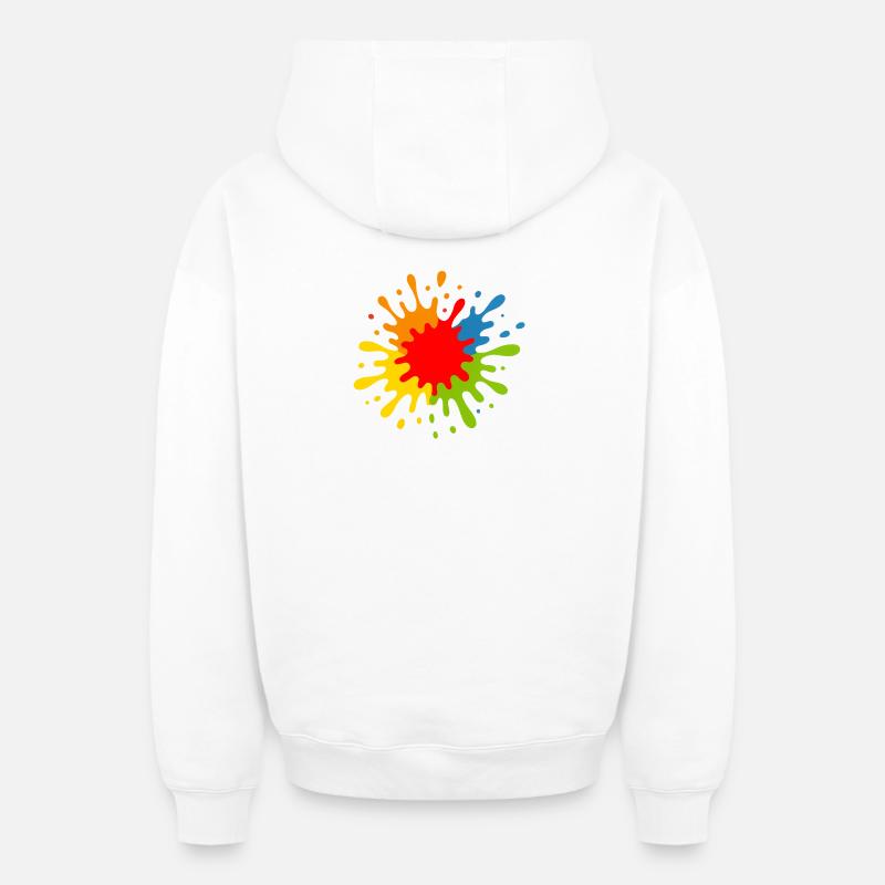 Joyeuse éclaboussure artistique - Sweat à capuche unisexe zippé oversize épais SPREAD - blanc