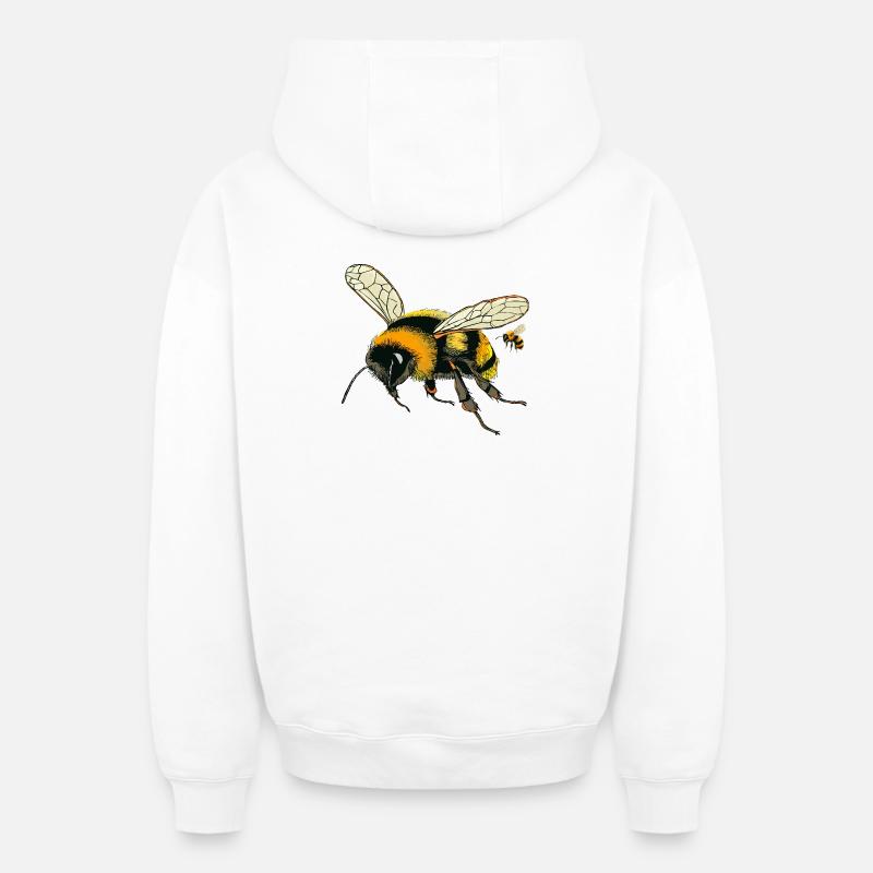 Bourdons - Sweat à capuche unisexe zippé oversize épais SPREAD - blanc