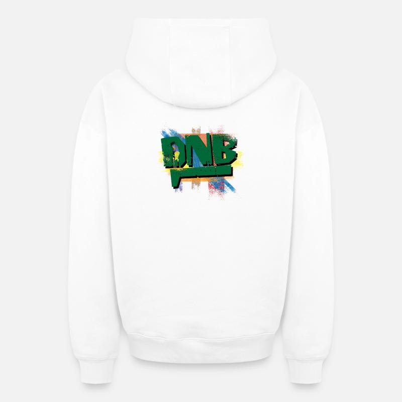 Explosion de graffitis DNB - Sweat à capuche unisexe zippé oversize épais SPREAD - blanc