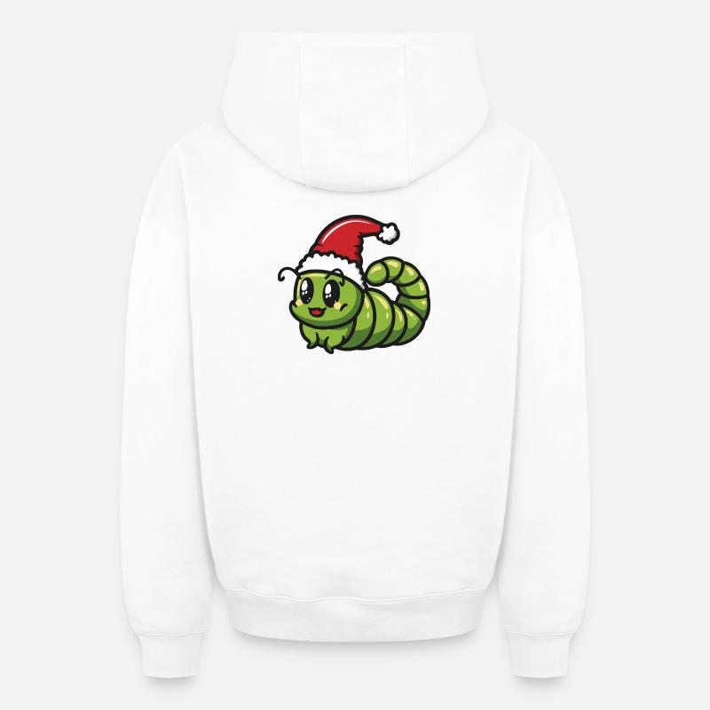 Noël du ver - Sweat à capuche unisexe zippé oversize épais SPREAD - blanc