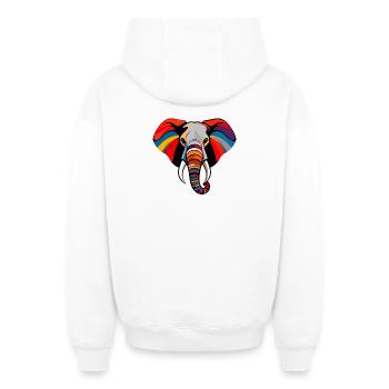 Art coloré de tête d’éléphant Motif pop art d’éléphant - Sweat à capuche unisexe zippé oversize épais SPREAD - blanc - Dos - AI Model Male 178 light (178cm)