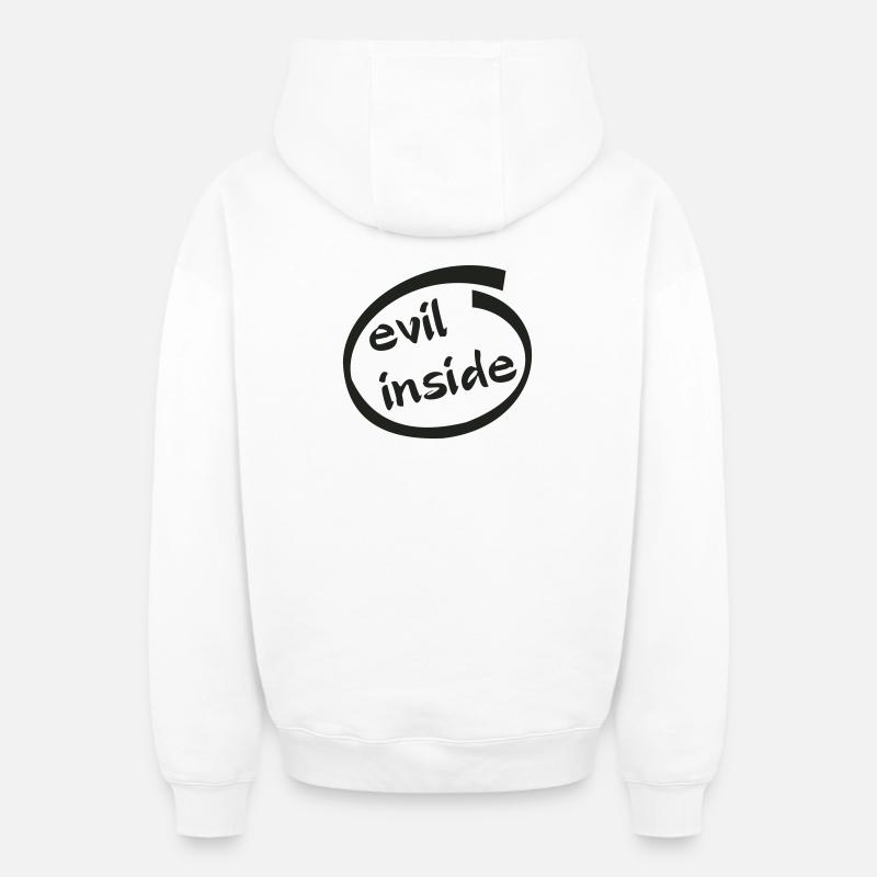 Evil Inside Ring Graphic - Oversized Heavyweight Unisex Zip Hoodie - Weiß