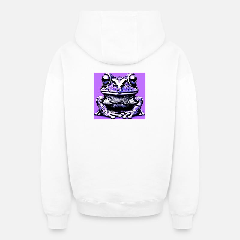 grenouille - Sweat à capuche unisexe zippé oversize épais SPREAD - blanc