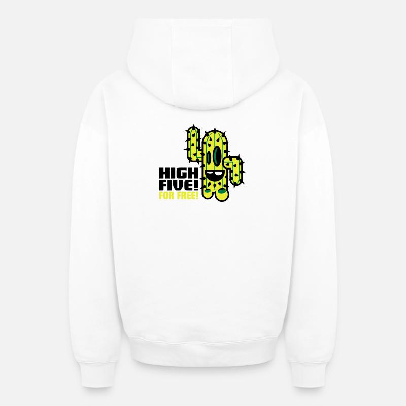 cactus comique - Sweat à capuche unisexe zippé oversize épais SPREAD - blanc