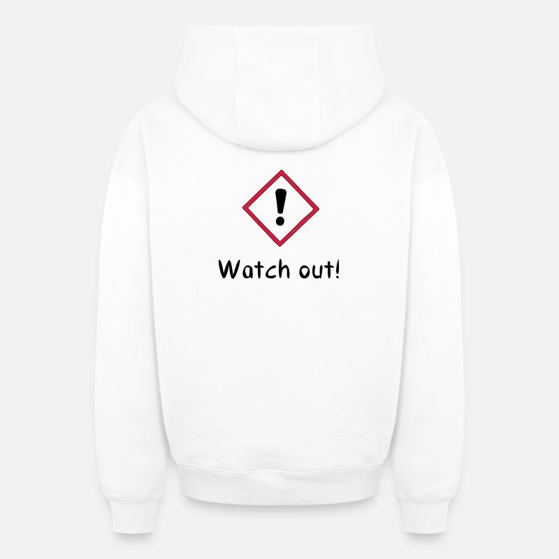 Attention! - Sweat à capuche unisexe zippé oversize épais SPREAD - blanc