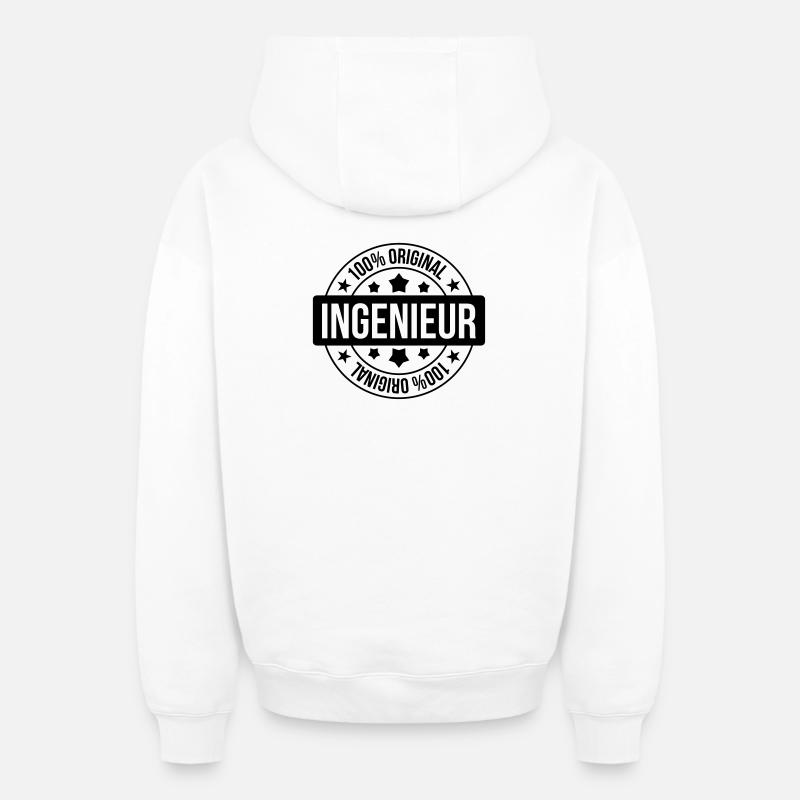 Ingenieur - Sweat à capuche unisexe zippé oversize épais SPREAD - blanc