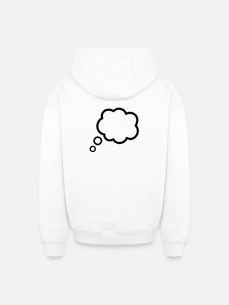 Thinking Bubble Comic Pensée Bulle Bulle Pensées - Sweat à capuche unisexe zippé oversize épais SPREAD - blanc