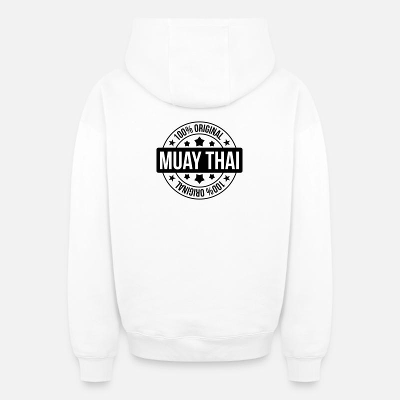 Muay-thaï - Boxe Thaïlandaise - Sweat à capuche unisexe zippé oversize épais SPREAD - blanc