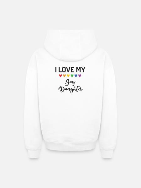 J’aime ma fille gay - Sweat à capuche unisexe zippé oversize épais SPREAD - blanc