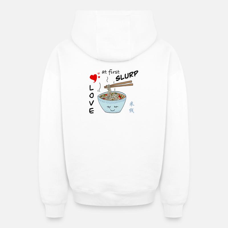 Nouilles de riz Saint-Valentin - Sweat à capuche unisexe zippé oversize épais SPREAD - blanc