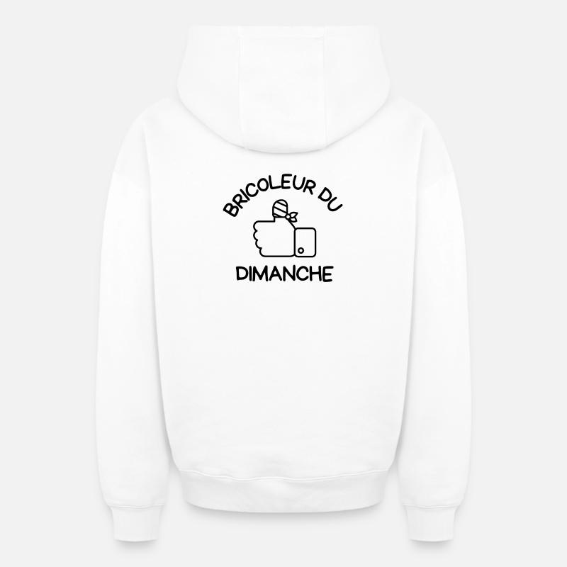 bricolage, bricoleur, bricoler - Sweat à capuche unisexe zippé oversize épais SPREAD - blanc