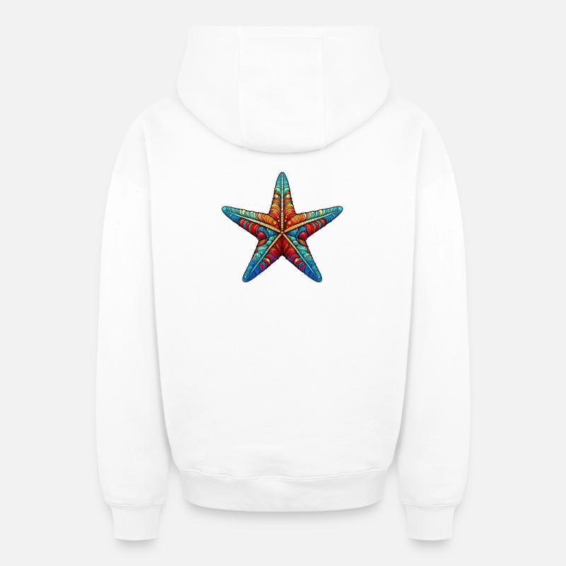 Étoile de mer - Sweat à capuche unisexe zippé oversize épais SPREAD - blanc