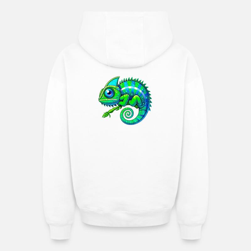 Caméléon - Sweat à capuche unisexe zippé oversize épais SPREAD - blanc