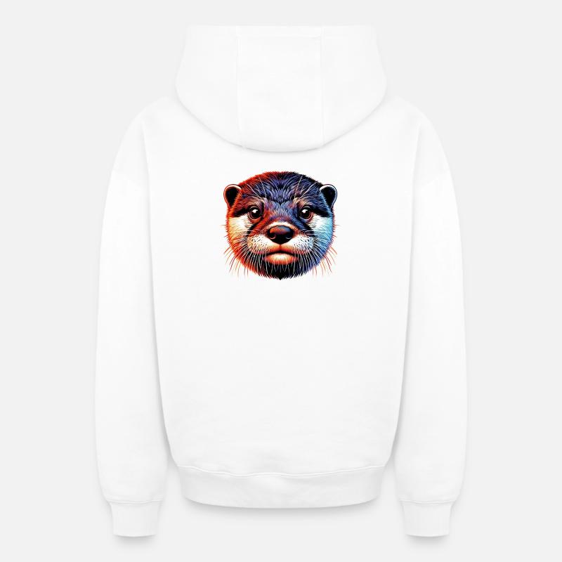 Loutre - Sweat à capuche unisexe zippé oversize épais SPREAD - blanc