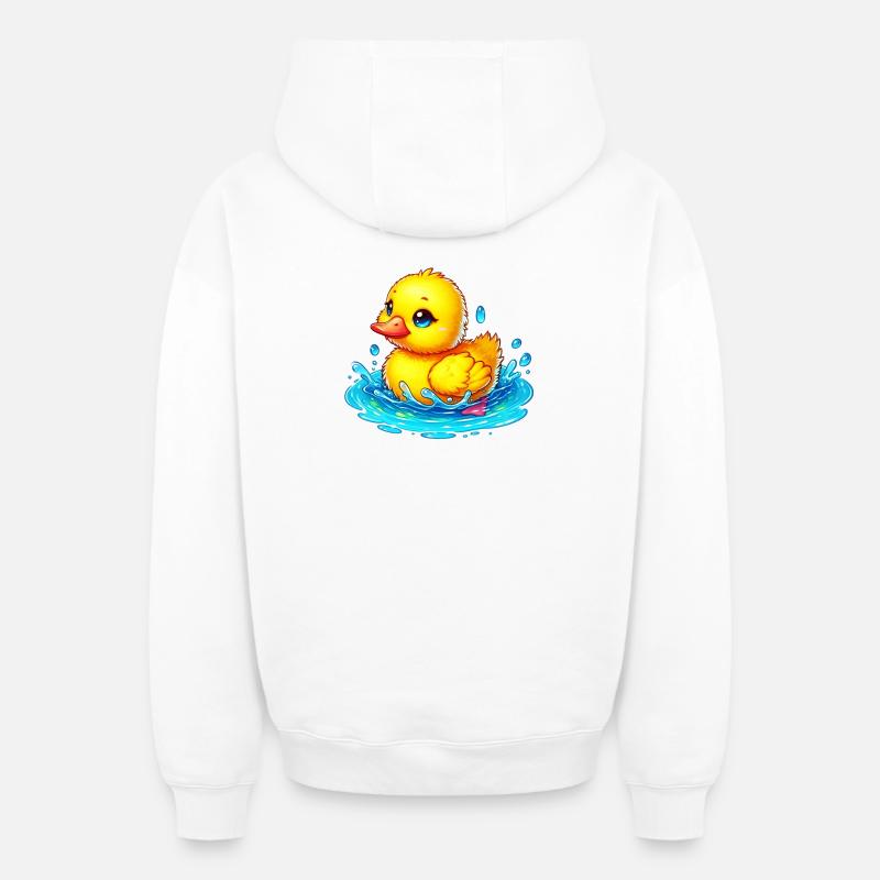 Caneton Canard Canard - Sweat à capuche unisexe zippé oversize épais SPREAD - blanc