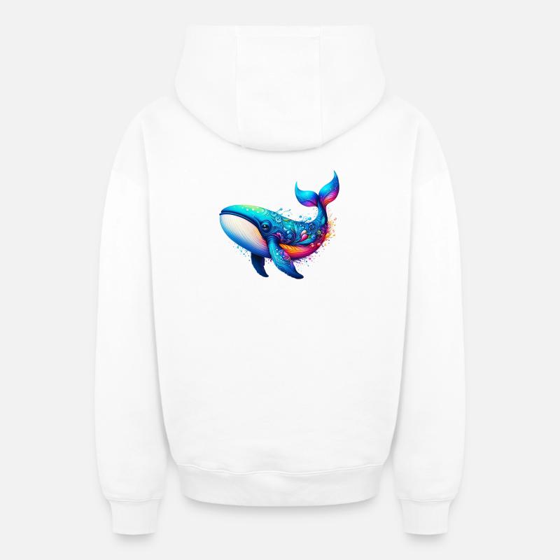 Baleine - Sweat à capuche unisexe zippé oversize épais SPREAD - blanc