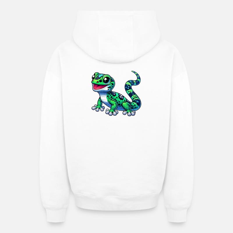 Gecko - Sweat à capuche unisexe zippé oversize épais SPREAD - blanc