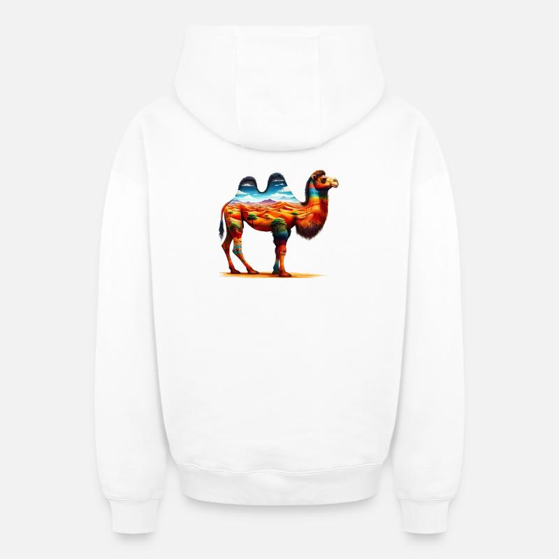 Chameau - Sweat à capuche unisexe zippé oversize épais SPREAD - blanc