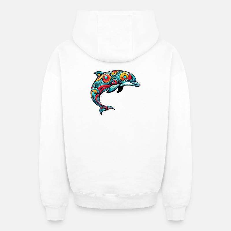 Dauphin - Sweat à capuche unisexe zippé oversize épais SPREAD - blanc