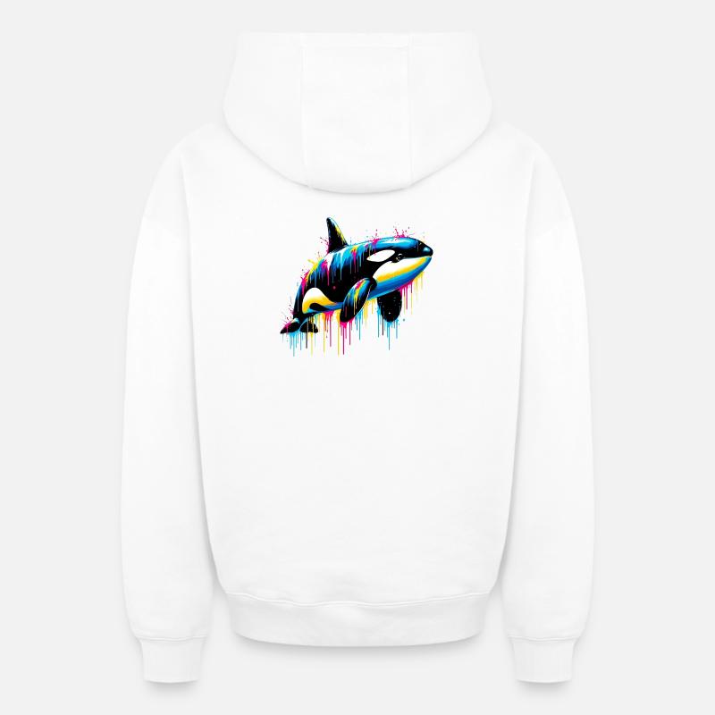 Orque - Sweat à capuche unisexe zippé oversize épais SPREAD - blanc