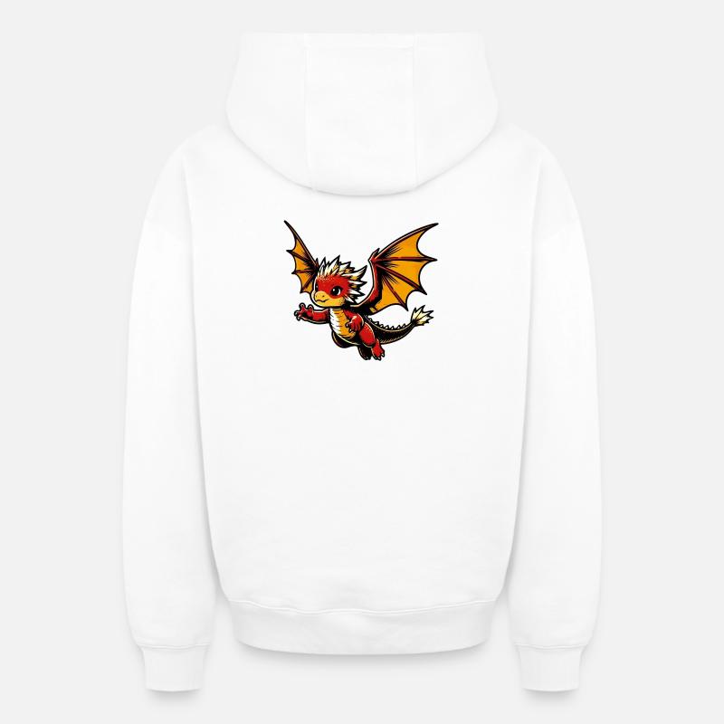 Dragon - Sweat à capuche unisexe zippé oversize épais SPREAD - blanc