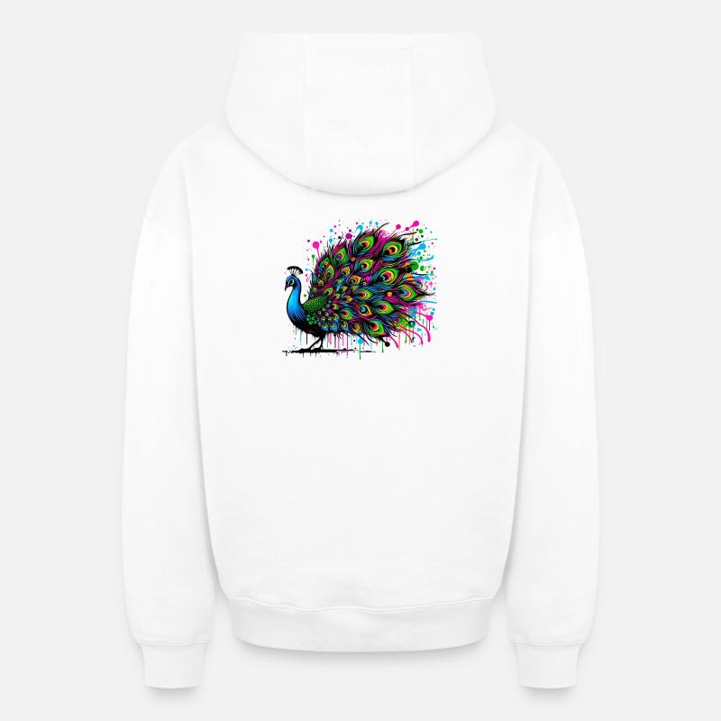 Paon - Sweat à capuche unisexe zippé oversize épais SPREAD - blanc
