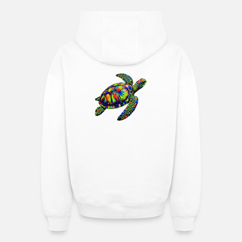 Tortue marine - Sweat à capuche unisexe zippé oversize épais SPREAD - blanc