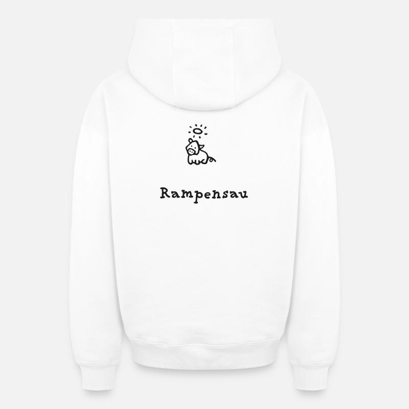 Rampe porc - Sweat à capuche unisexe zippé oversize épais SPREAD - blanc