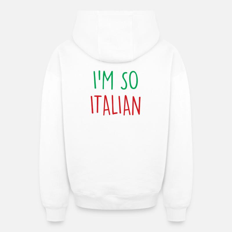 Je suis tellement italien - Sweat à capuche unisexe zippé oversize épais SPREAD - blanc