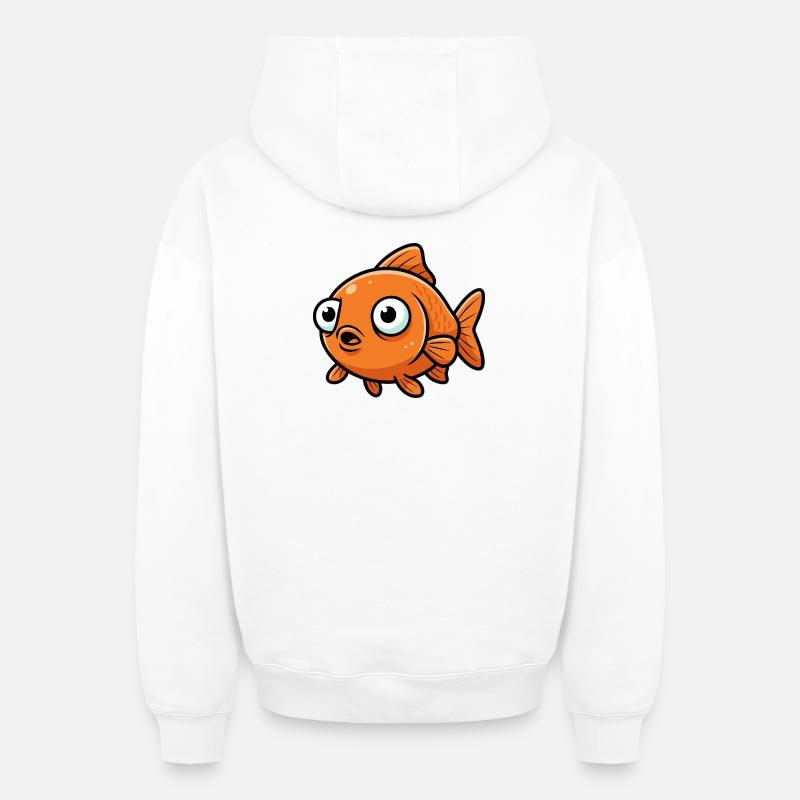 Le Petit Poisson - Sweat à capuche unisexe zippé oversize épais SPREAD - blanc