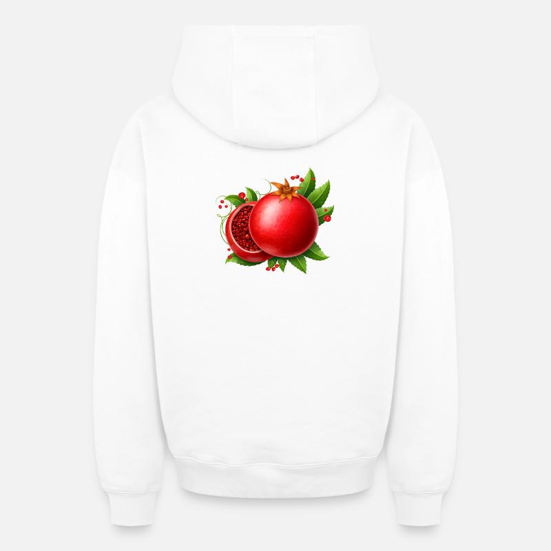 Grenade avec des feuilles - Sweat à capuche unisexe zippé oversize épais SPREAD - blanc