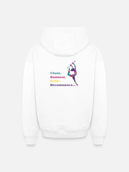 Chute-_Ramasse-_Recommence-- - Sweat à capuche unisexe zippé oversize épais SPREAD - blanc
