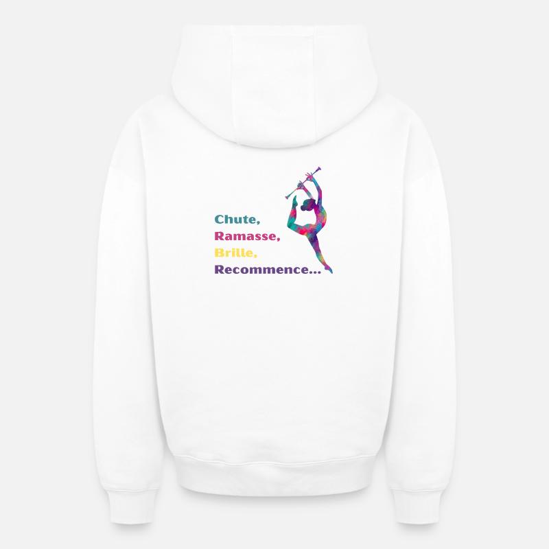 Chute-_Ramasse-_Recommence-- - Sweat à capuche unisexe zippé oversize épais SPREAD - blanc