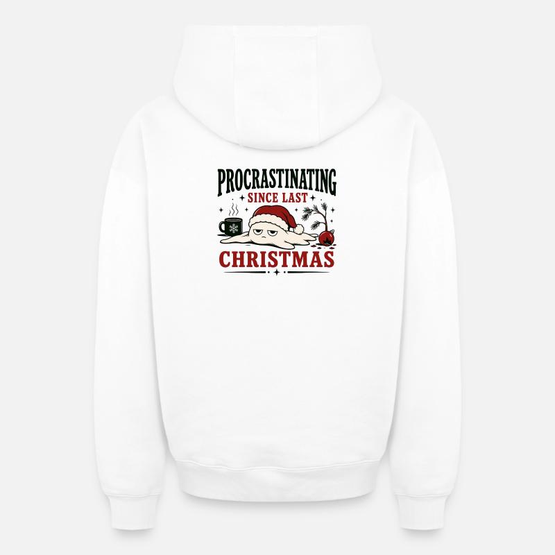 Je procrastine depuis Noël dernier - Sweat à capuche unisexe zippé oversize épais SPREAD - blanc