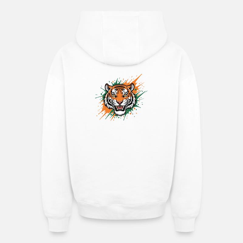 Tigerkopf Spritzerkunst - Oversized Heavyweight Unisex Zip Hoodie - Weiß